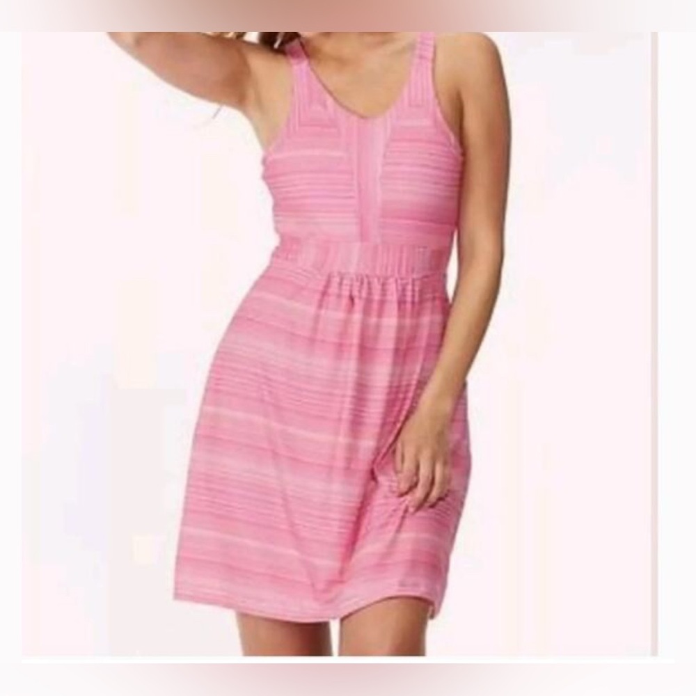 Athletic Sports Dress Pink & White Stripe Built In Bra Size Small